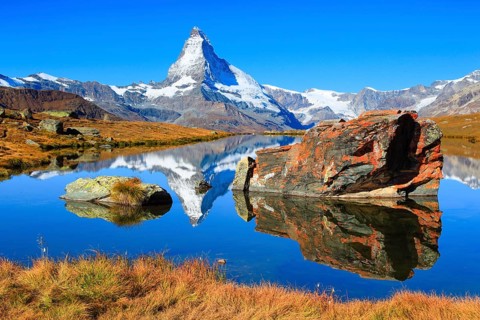 Matterhorn and mountain lake