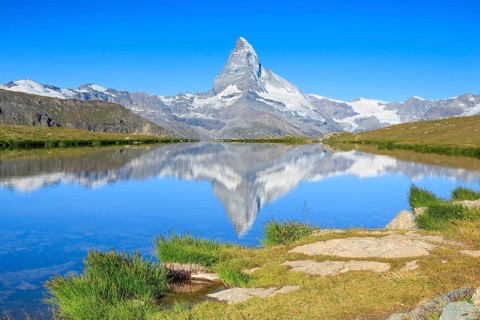 Matterhorn and mountain lake