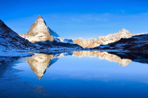 Matterhorn and mountain lake