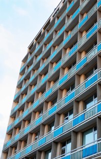 Building facade with balconies