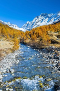 River Lonza with Aletschhorn and Schinhorn