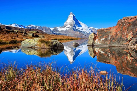 Matterhorn and mountain lake
