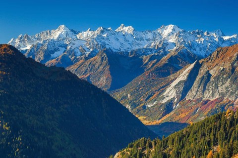 View from Verbier into the Haute Savoie with Mont Dolent