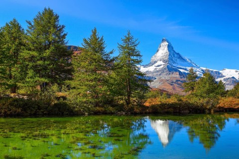 Matterhorn and mountain lake