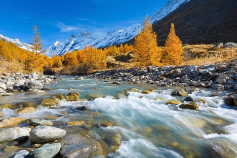 River Lonza with Aletschhorn and Schinhorn