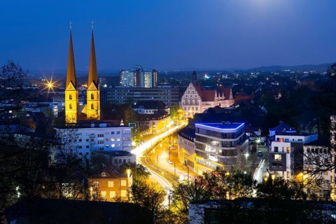 View of Bielefeld at dusk
