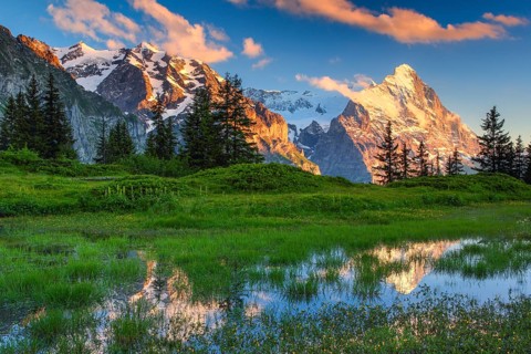 Eiger and mountain lake