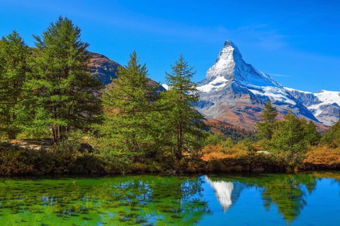 Matterhorn and mountain lake