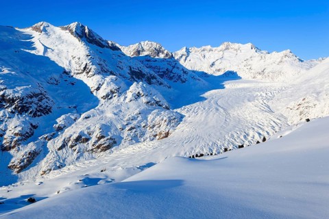 Wannenhoerner and Aletsch glacier in winter