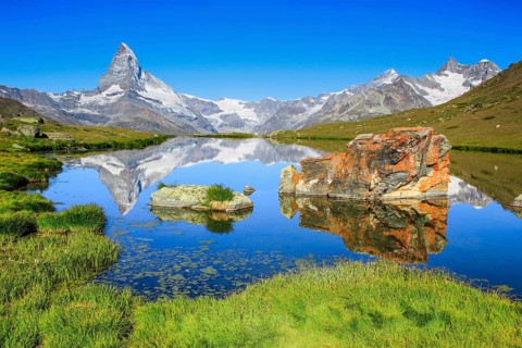 Matterhorn and mountain lake