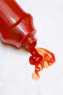Ketchup stain on tablecloth