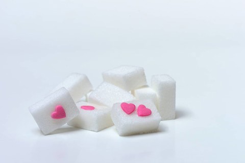 Sugar cubes with sugar heart