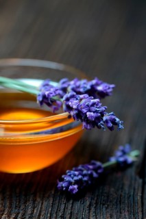 Lavender honey and lavender flowers