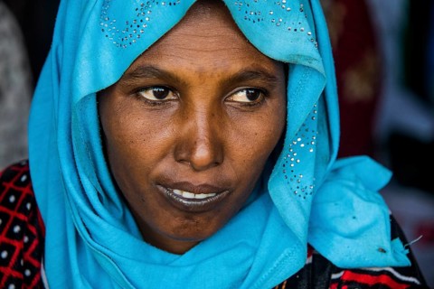 Colourful dressed toubou woman