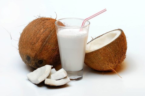 Glass of coconut milk