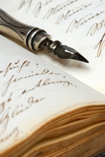 Pen with nib on book