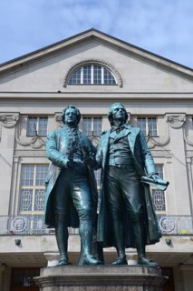Goethe-Schiller-monument in front of the German national theater