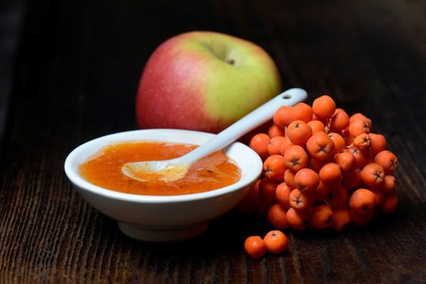Rowanberry and apple marmalade with n