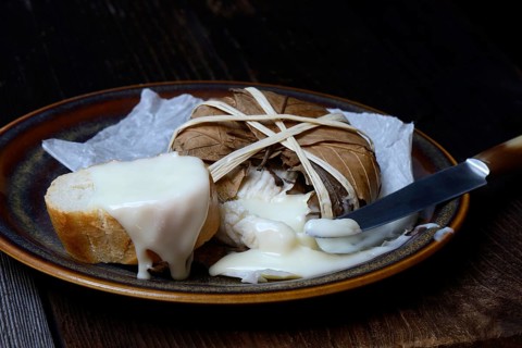 Banon goat cheese wrapped in chestnut leaves