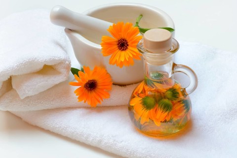Calendula oil in bottle