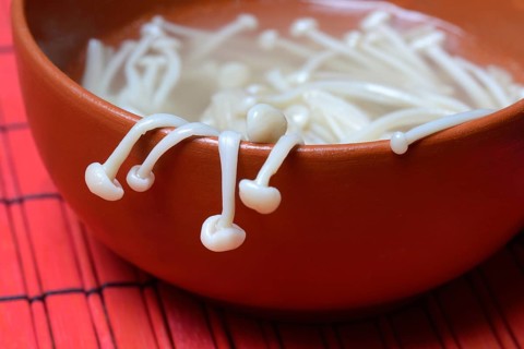 Boiled Golden needle mushroommushrooms in shell
