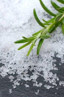 Sea salt and rosemary twig