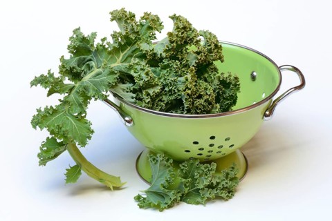 Brassica oleracea in draining sieve