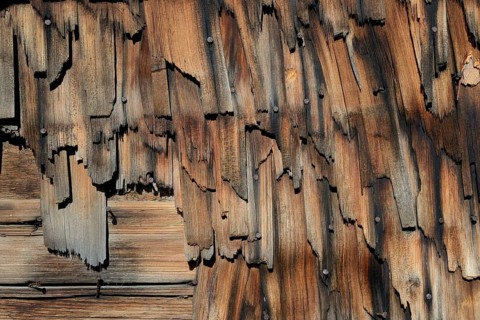 Weathered wood shingles