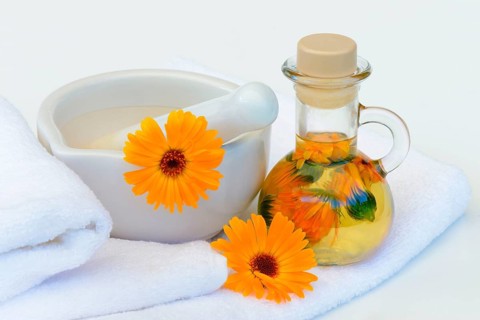 Calendula oil in bottle