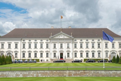 Bellevue Palace with European flag