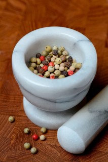 Peppercorns in grated shell