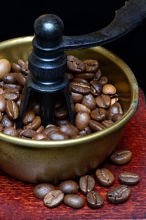 Coffee beans in a coffee mill