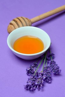 Lavender honey and lavender flowers