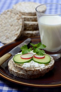 Spelt wafer topped with cream cheese