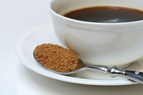 Spoon with coconut blossom sugar