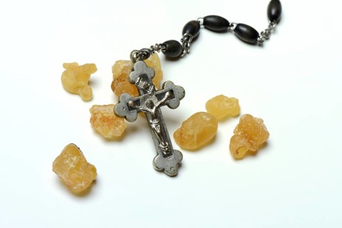 Crucifix and incense resin