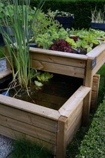 Raised bed with water basin