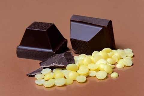 Cocoa butter chips and chocolate blocks