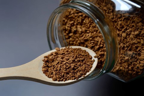 Glass with instant coffee