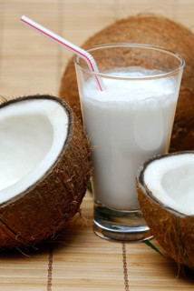 Glass of coconut milk