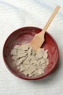 Dried healing clay in bowl