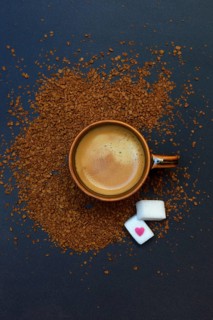 Coffee in coffee cup and instant coffee