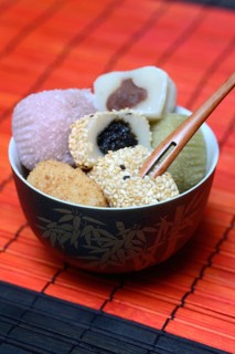 Different Mochi in bowl