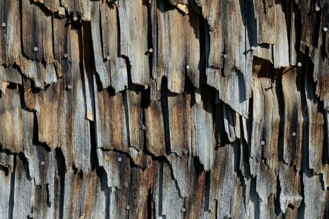Weathered wood shingles