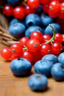 Currants and blueberries in basket