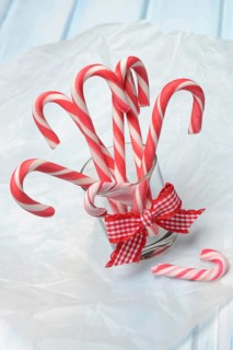 Candy canes in glass