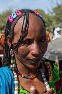 Colourful dressed woman
