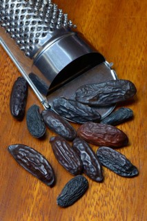 Tonka beans with nutmeg grater