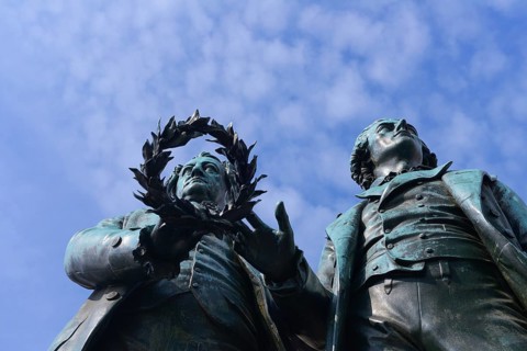 Goethe-Schiller-monument in front of the German national theater