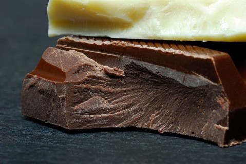 Block chocolate in pieces